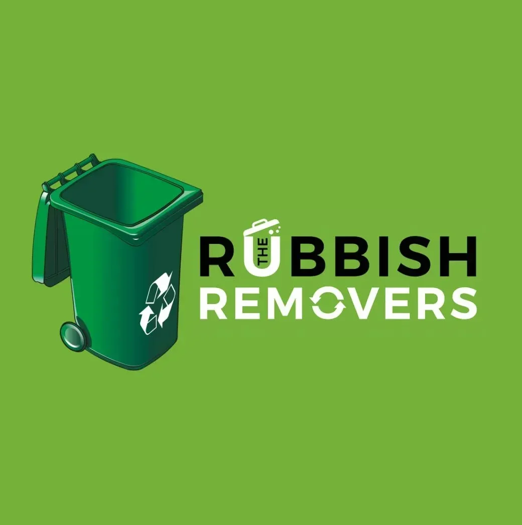 The Rubbish Removers logo beside a green wheelie bin with a recycling symbol