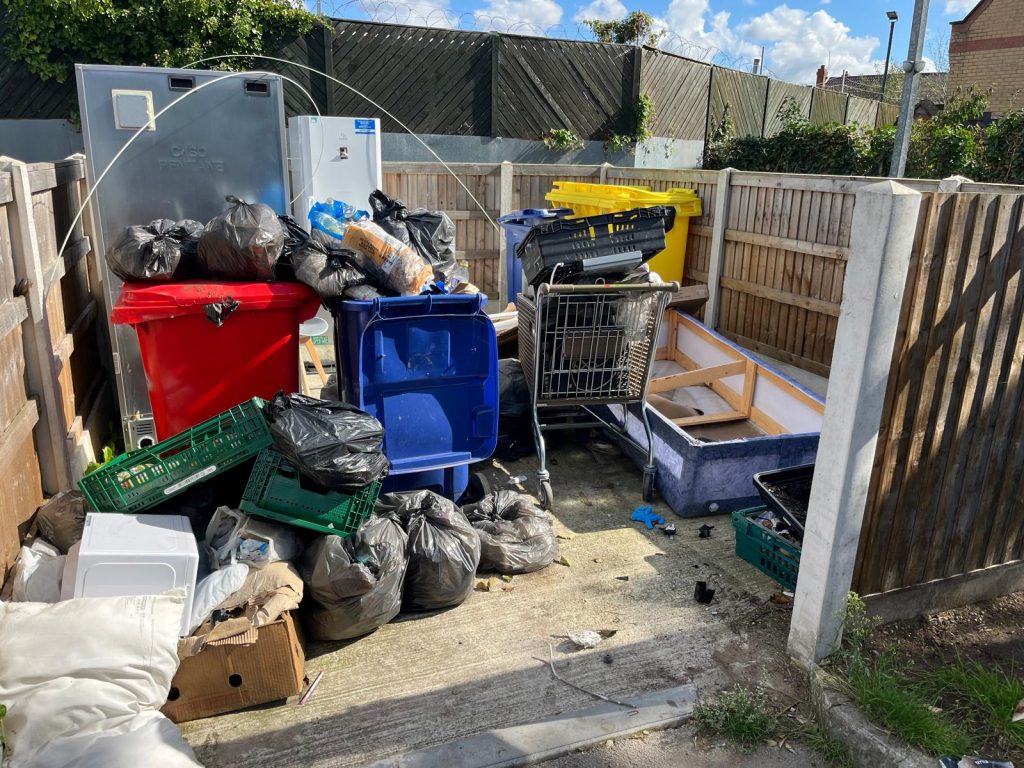 Here, our Sheffield rubbish collection team cleared a large amount of excess waste from a bin shelter.