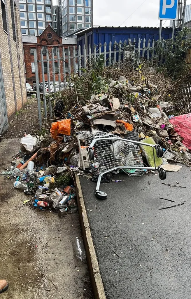 Image showing fly tipped waste on a commercial property.