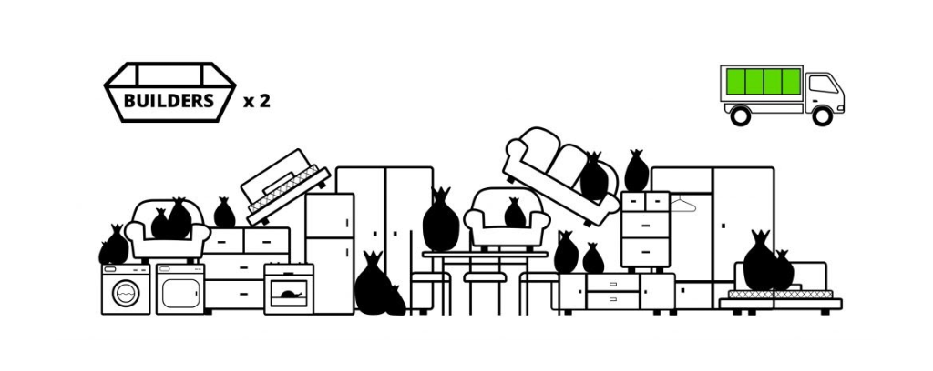 Image showing how much waste we can fit on our vehicles compared to skips