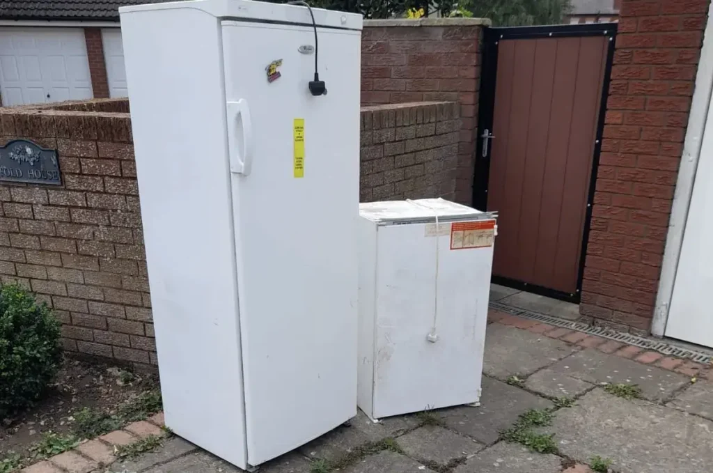 Image showing the different size fridges we removed from a property.