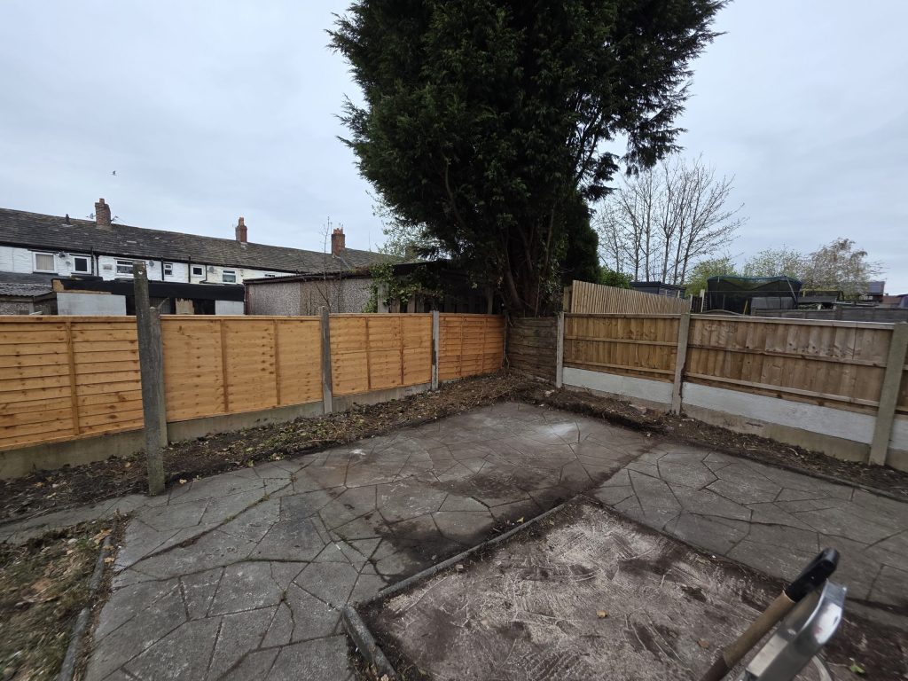 cleared garden after steel shed removal in Hyde