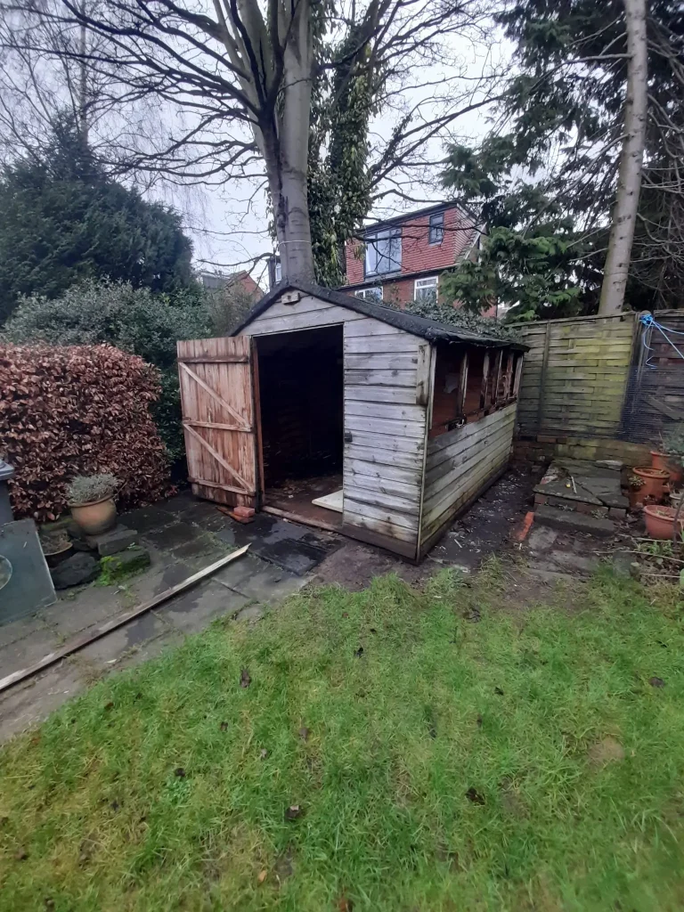 Shed in garden ready for removal.