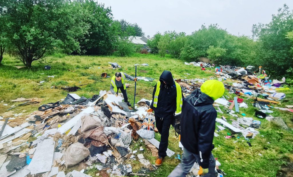 Fly tipped waste on green belt that we cleared.