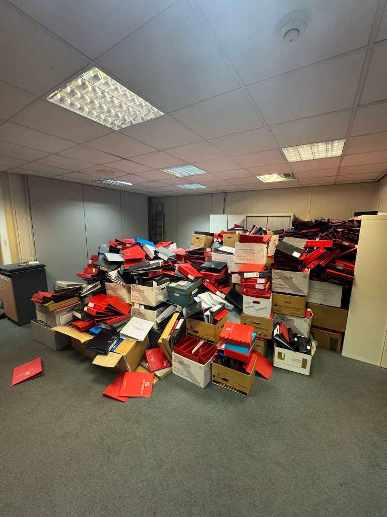 1 x full load of mixed waste including files from an office in manchester.