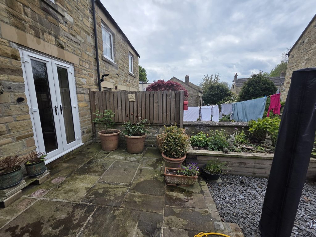 Patio cleared after bathroom trade waste removal in Hale Barns.
