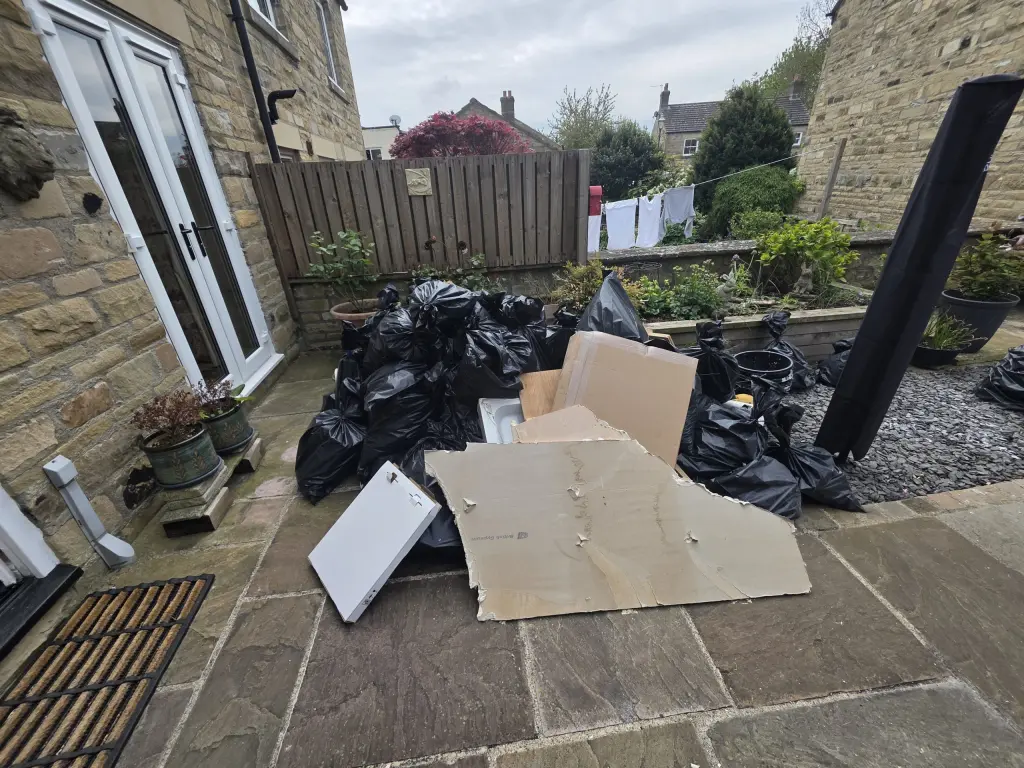 Hale Barns trade waste ready for collection after a bathroom rip-out.