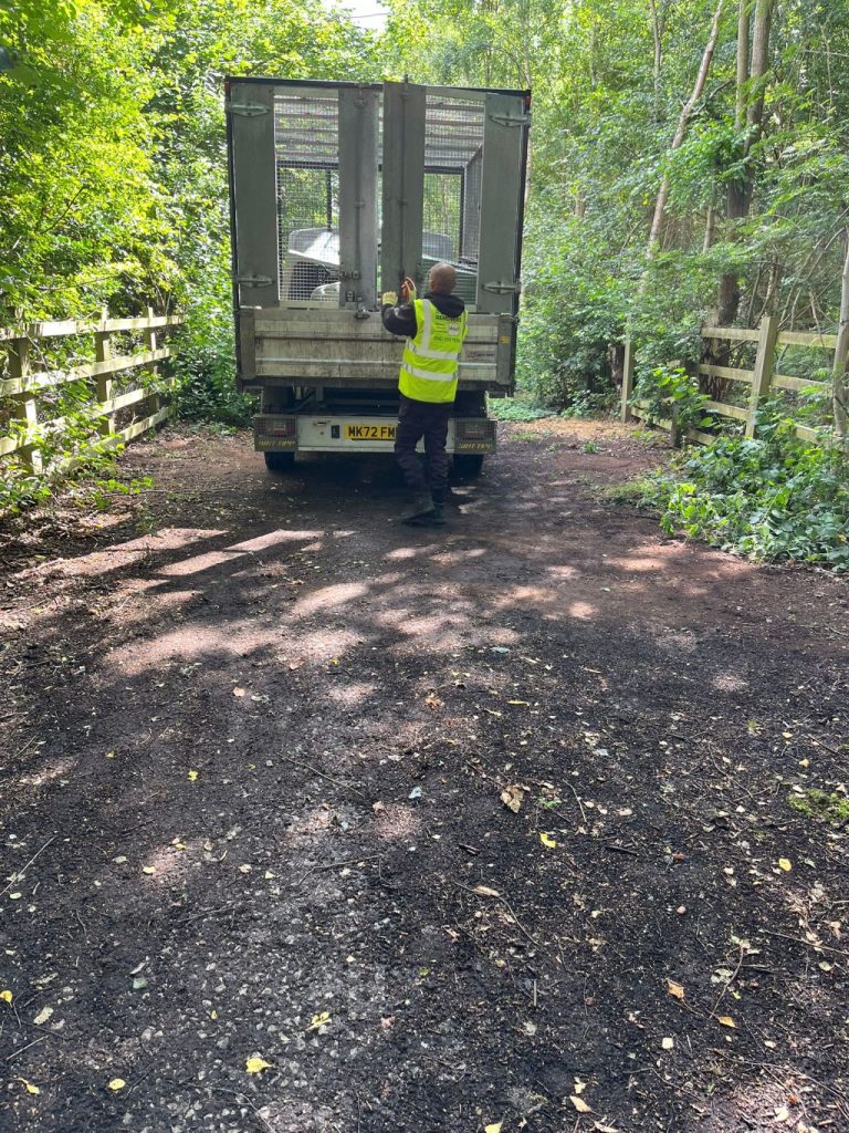 Cleared public track after fly-tipping removal in Selby.