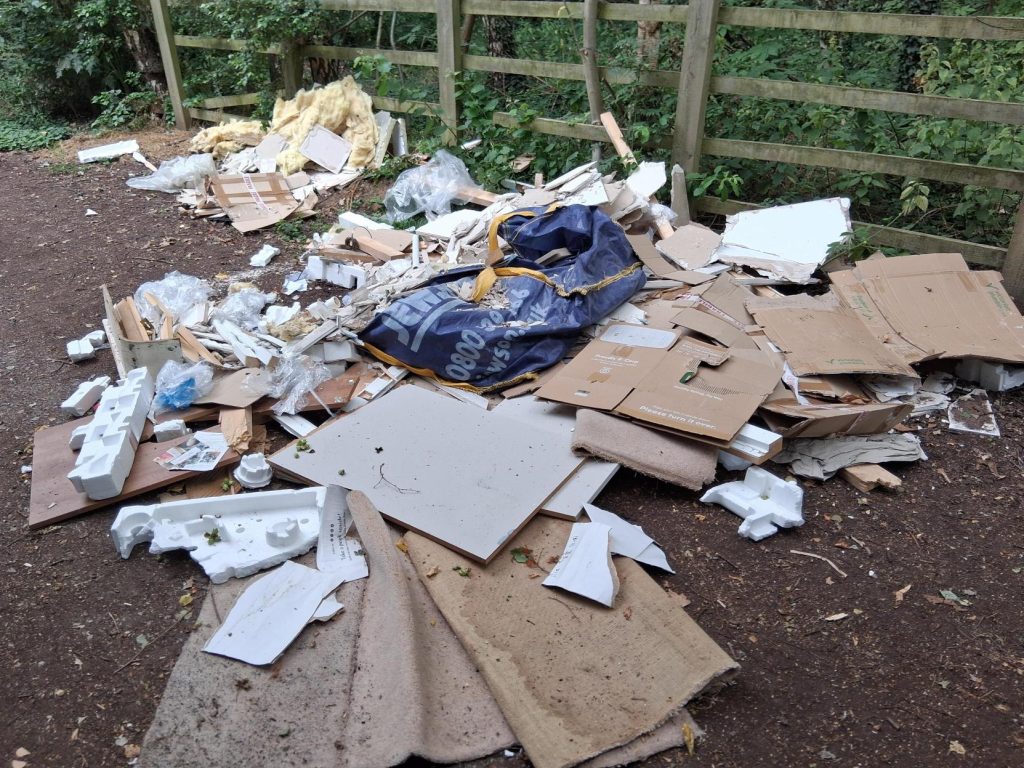 Mixed construction waste during a fly-tipping clearance in Selby.